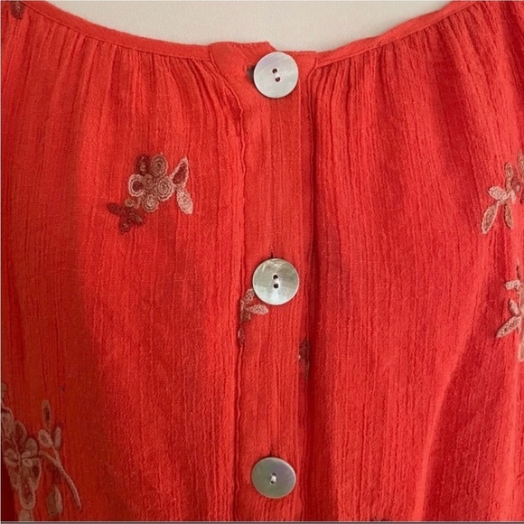 LAST CALL Anthropologie Fig and Flower Boho Top Size 1X Orange Floral Embroidery - Picture 6 of 11